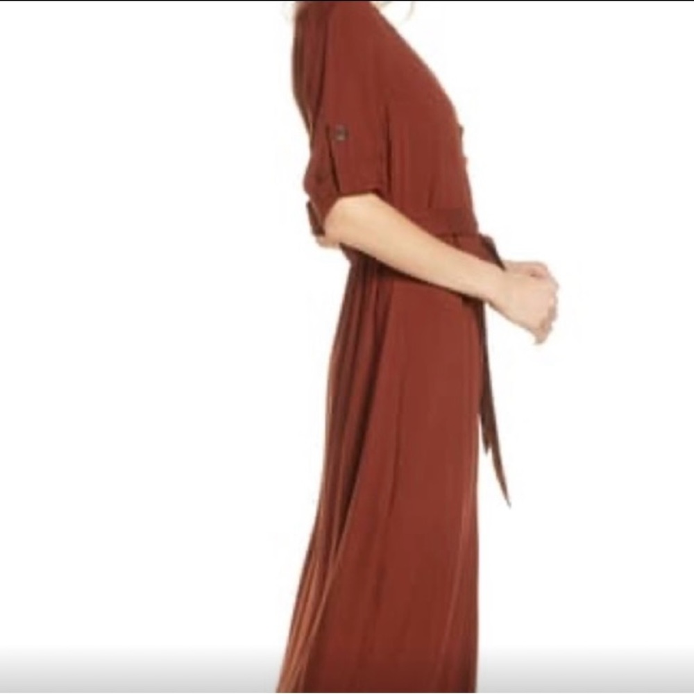 BB Dakota Asymmetrical Rust Midi Dress - Picture 6 of 7